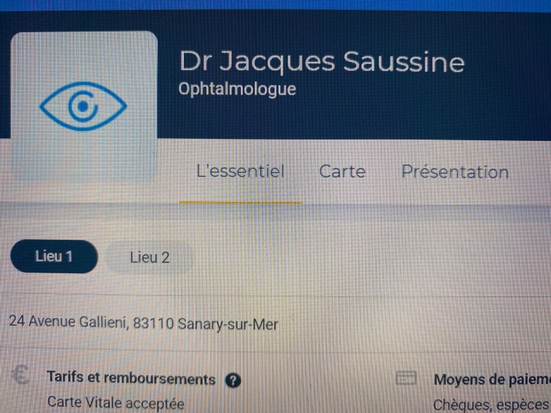  Ophtalmologue pour soins à la suite d’un accident à Sanary sur mer