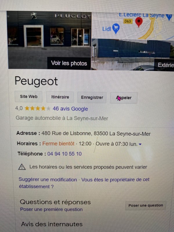  Garage pour effectuer la révision de ma Peugeot 2008 à six fours les plages 